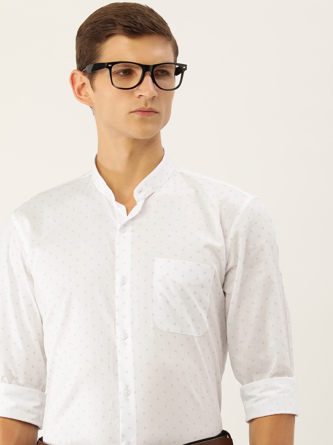 

Peter England Men Pure Cotton Slim Fit Printed Formal Shirt, White