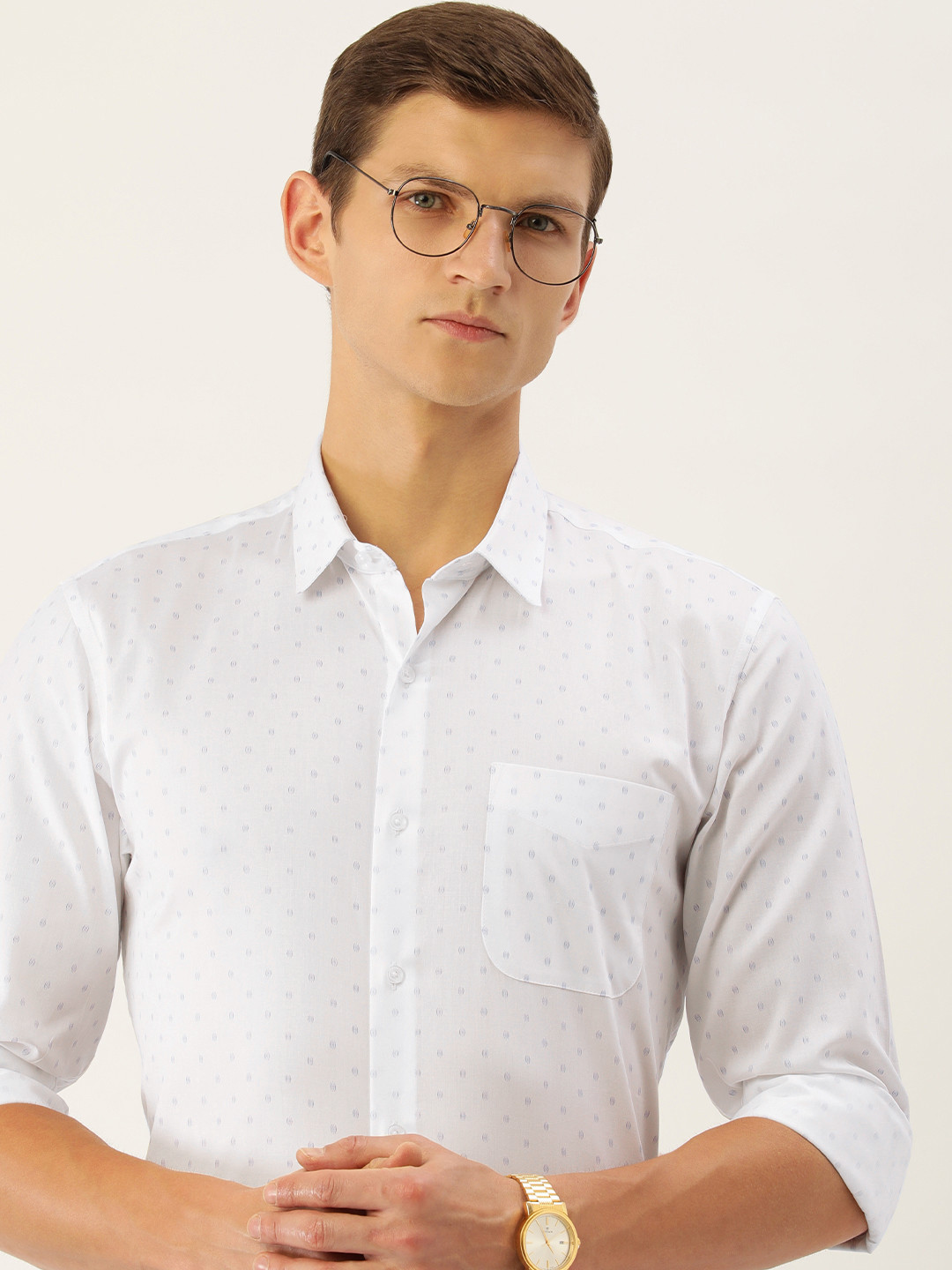 

Peter England Men Pure Cotton Slim Fit Printed Formal Shirt, White