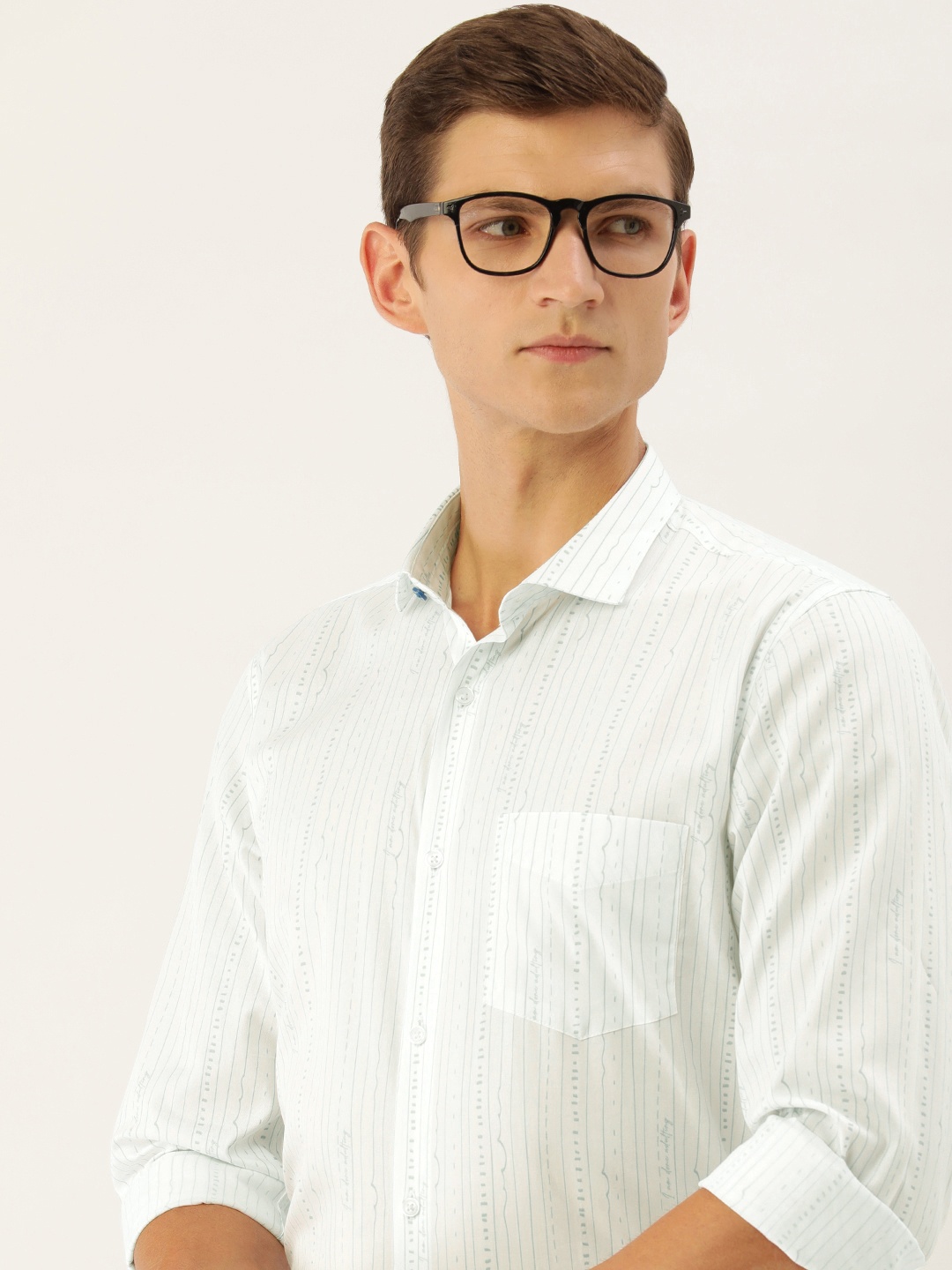 

Peter England Men Pure Cotton Slim Fit Opaque Printed Formal Shirt, White