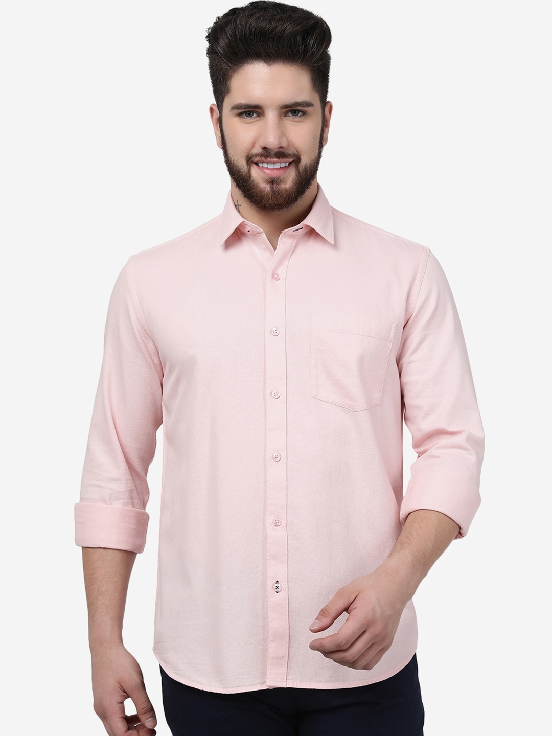

Greenfibre Slim Fit Spread Collar Pure Cotton Casual Shirt, Pink