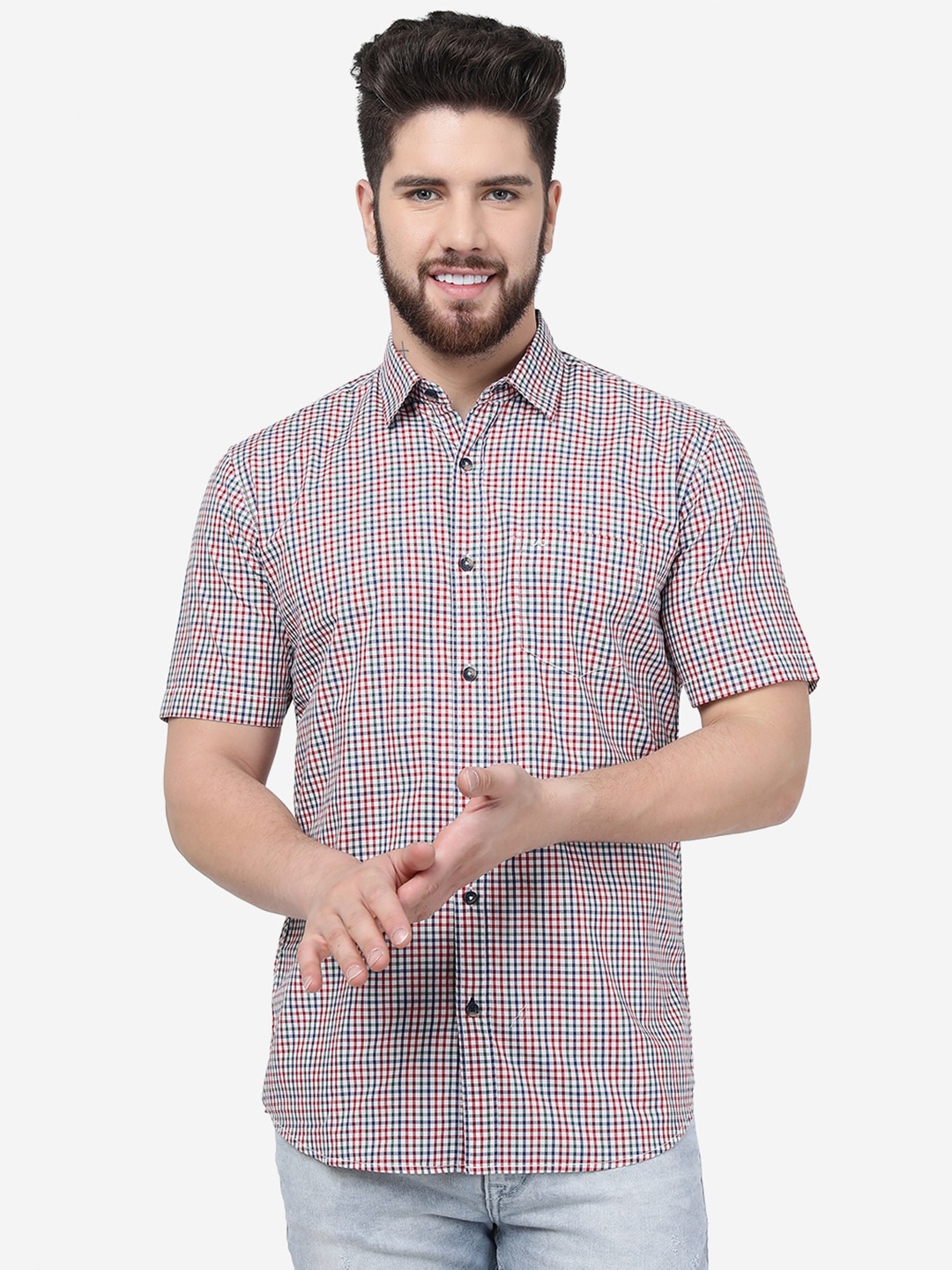 

JADE BLUE Checked Slim Fit Cotton Casual Shirt, Multi