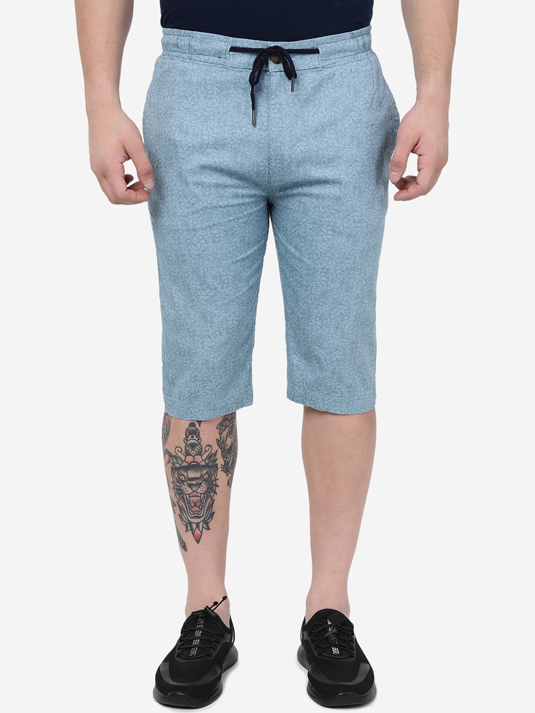 

JADE BLUE Floral Printed Slim Fit Knee Length Cotton Shorts