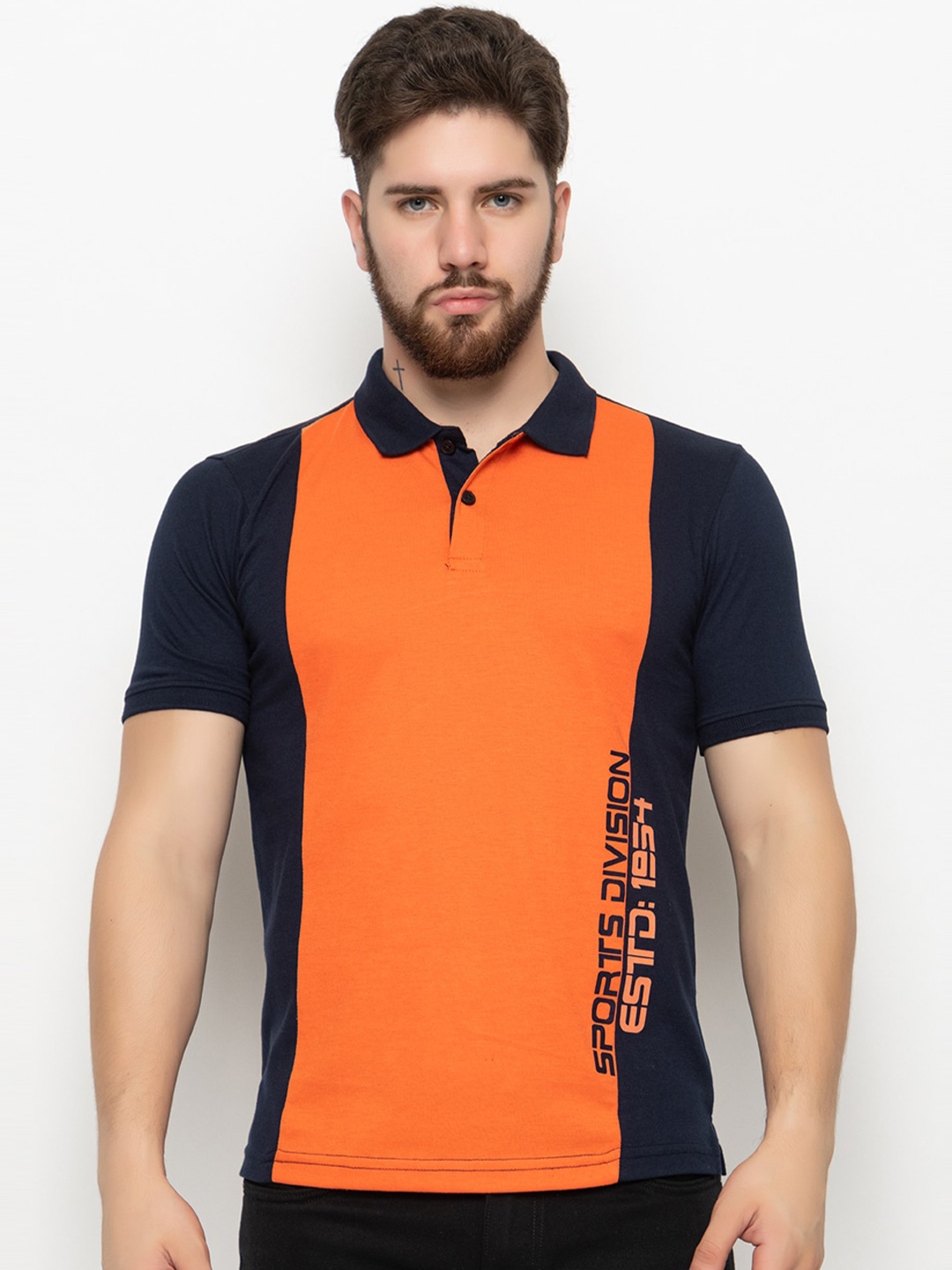 

Club York Polo Collar Typography Printed T-Shirt, Orange