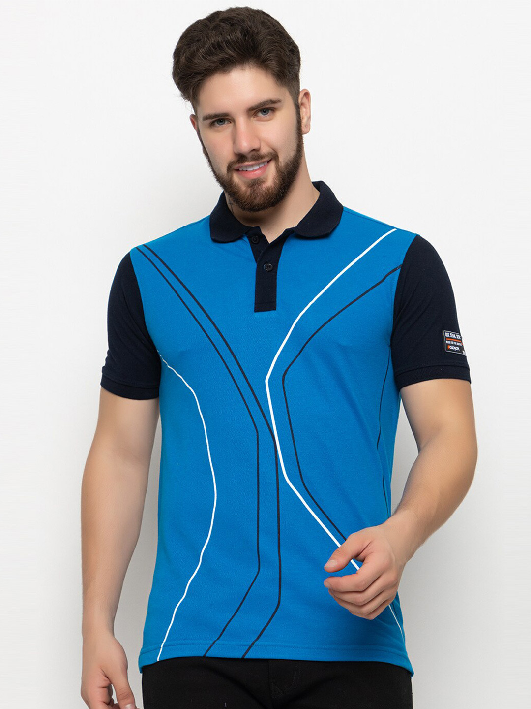 

Club York Polo Collar Abstract Printed T-Shirt, Blue