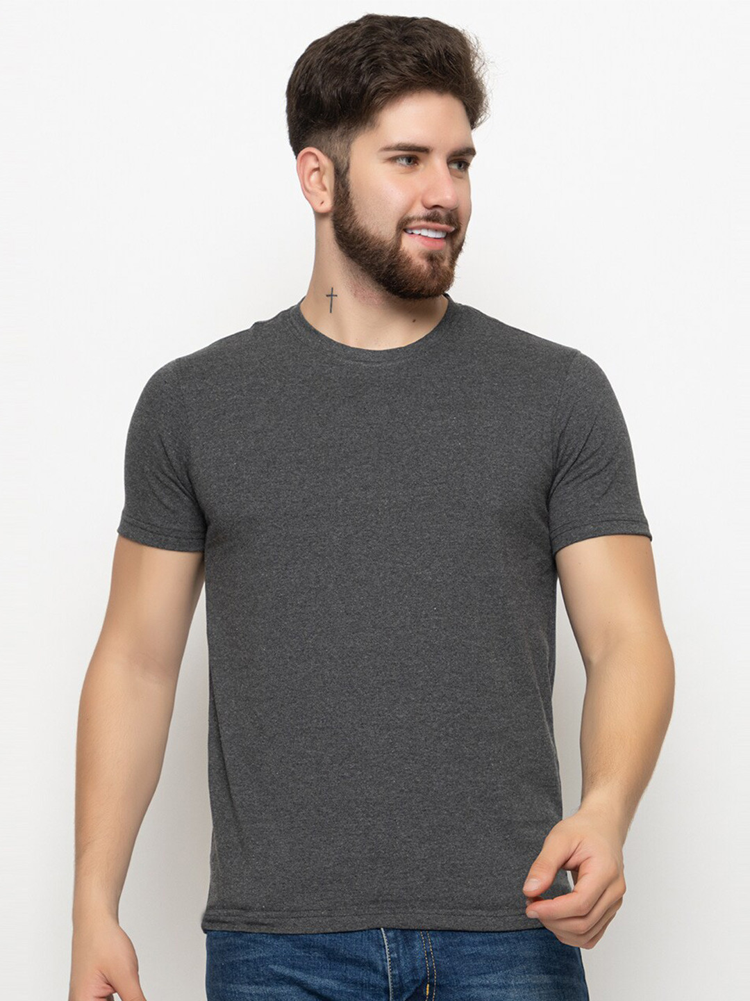 

Club York Round Neck T-Shirt, Grey melange