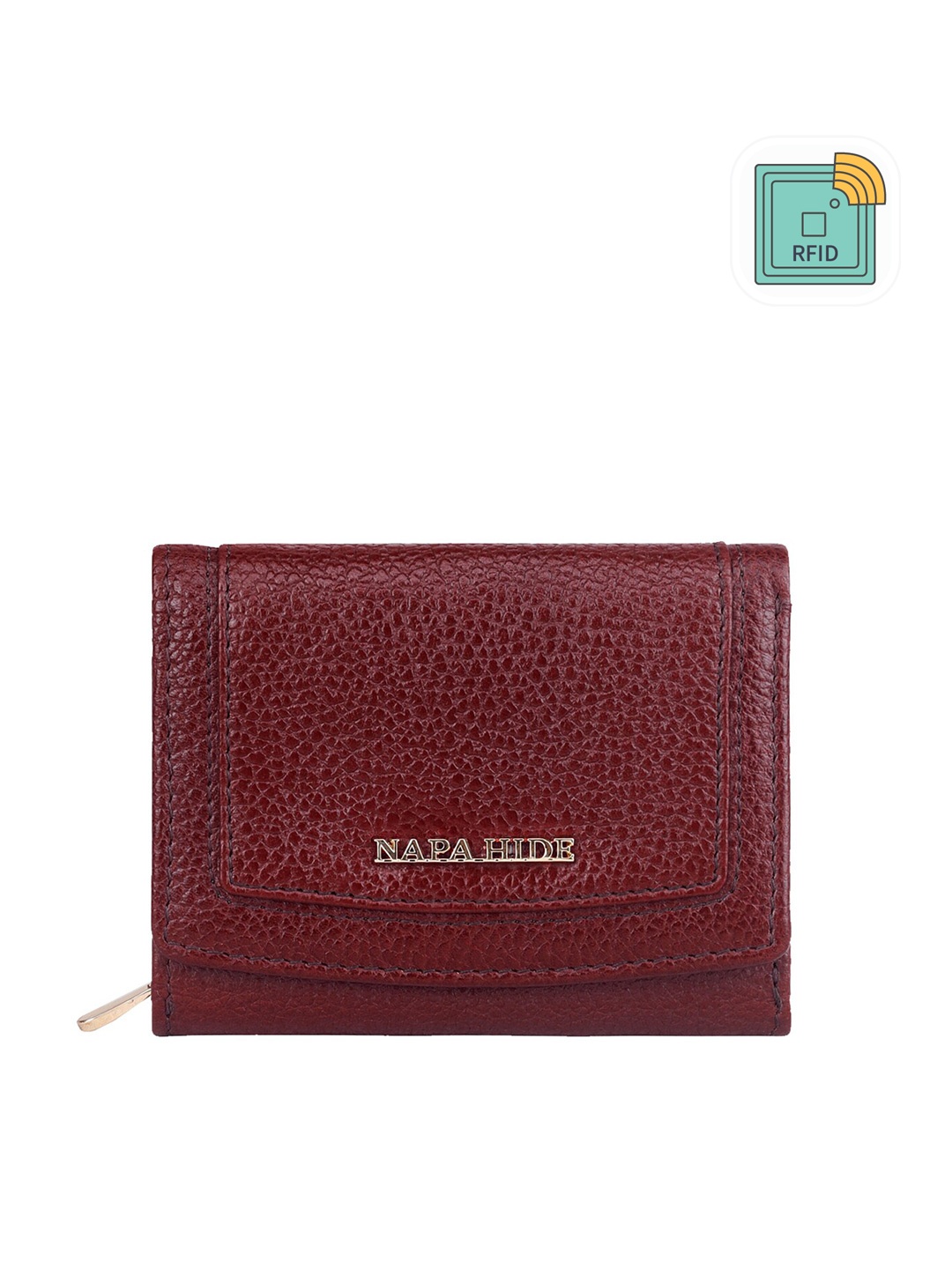 

NAPA HIDE Women Leather Three Fold Wallet, Maroon