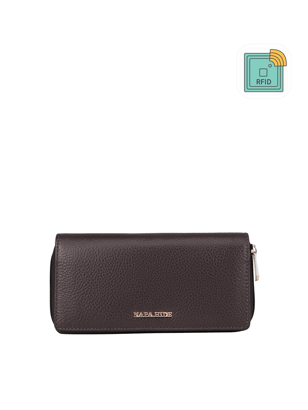 

NAPA HIDE Women Leather Zip Around Wallet, Brown