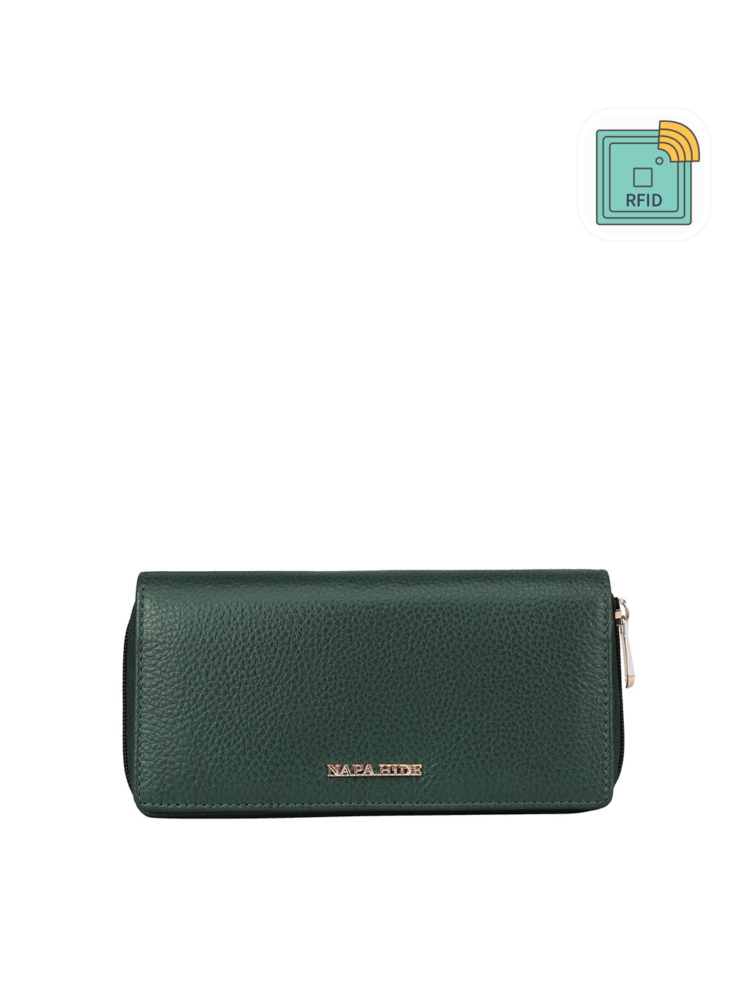 

NAPA HIDE Women Leather RFID Zip Around Wallet, Green