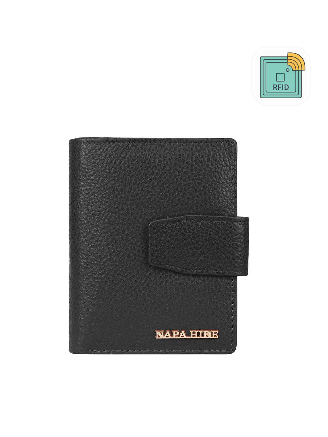 

NAPA HIDE Women Leather Two Fold Wallet With RFID, Black