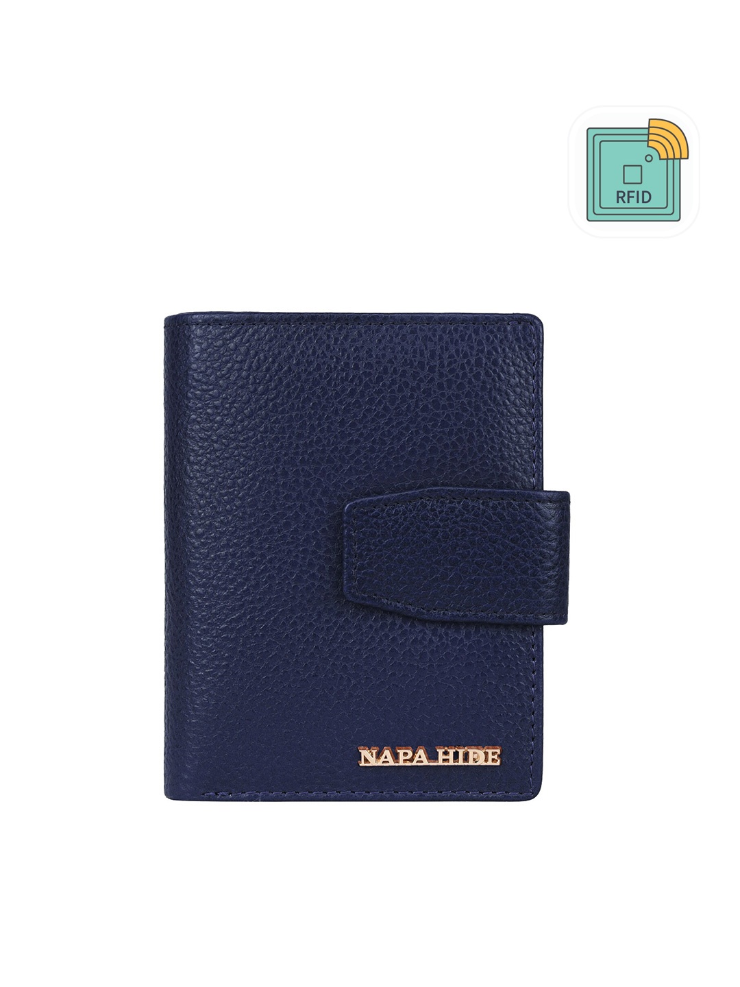 

NAPA HIDE Women Leather RFID Two Fold Wallet, Blue