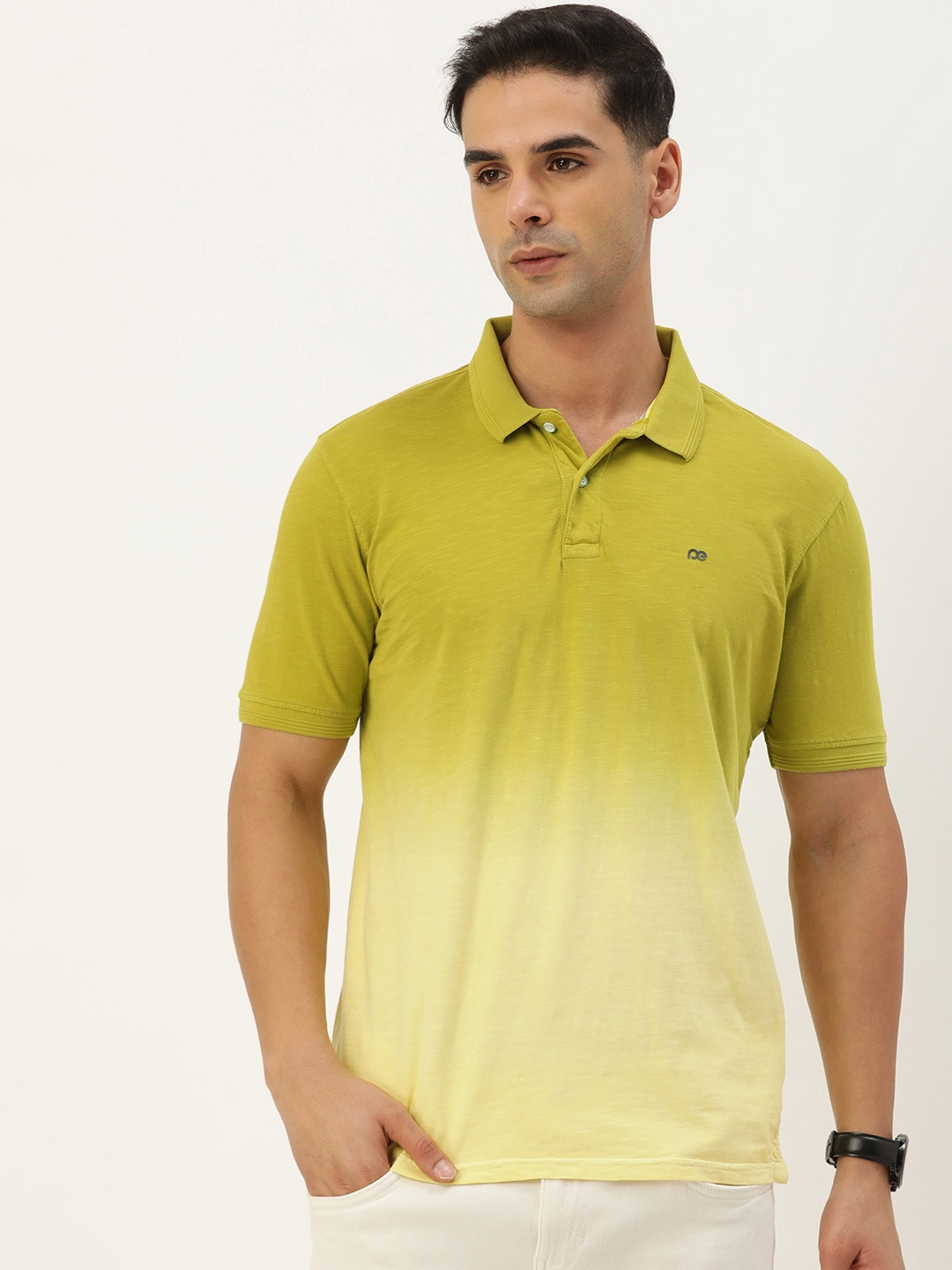 

Peter England Ombre Polo Collar Pure Cotton T-shirt, Green