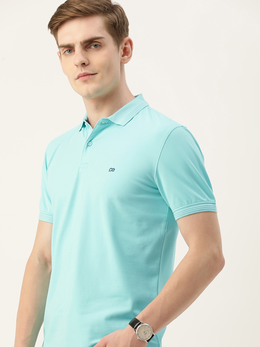 

Peter England Polo Collar T-shirt, Turquoise blue