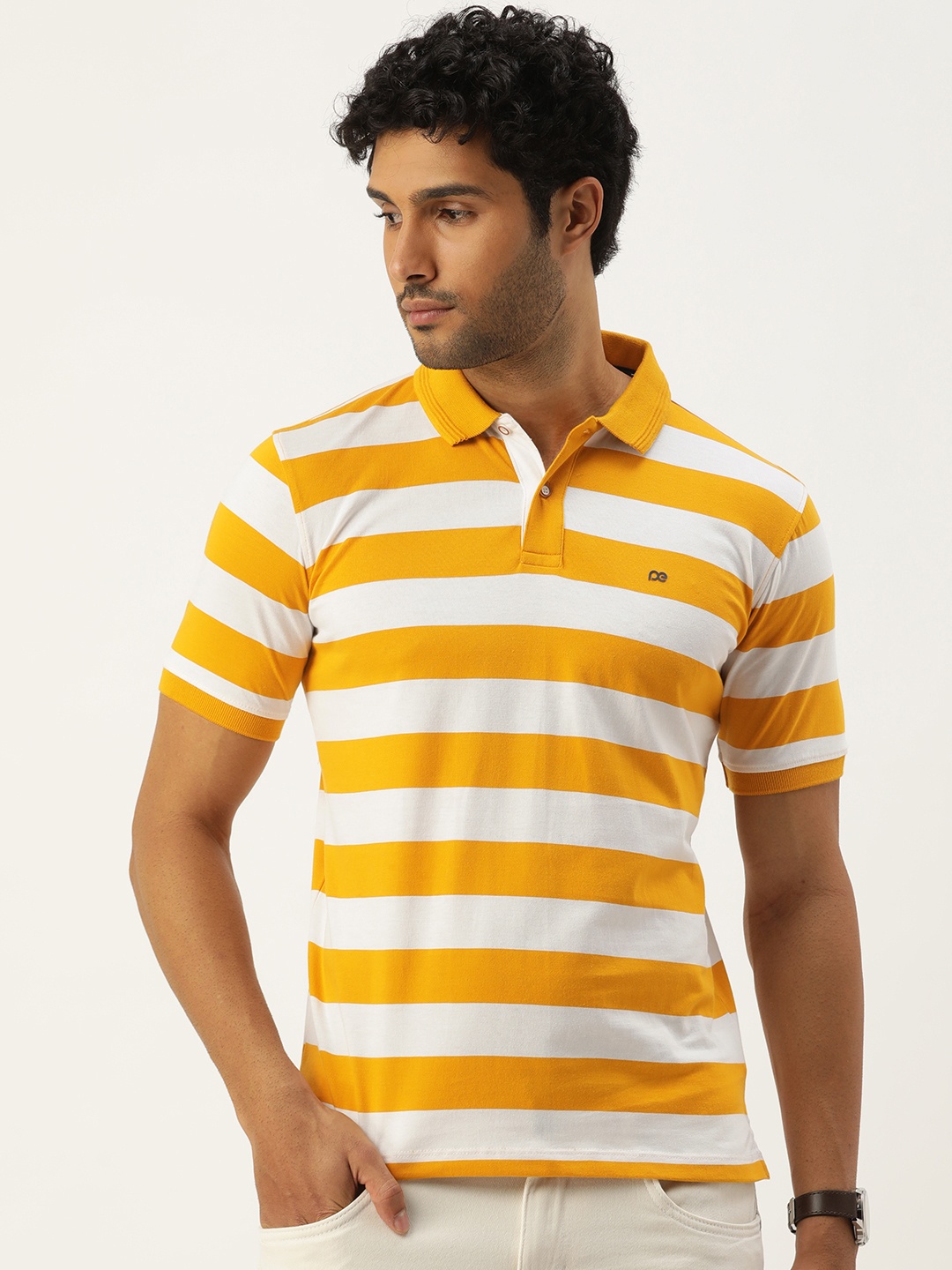 

Peter England Striped Polo Collar T-shirt, Yellow