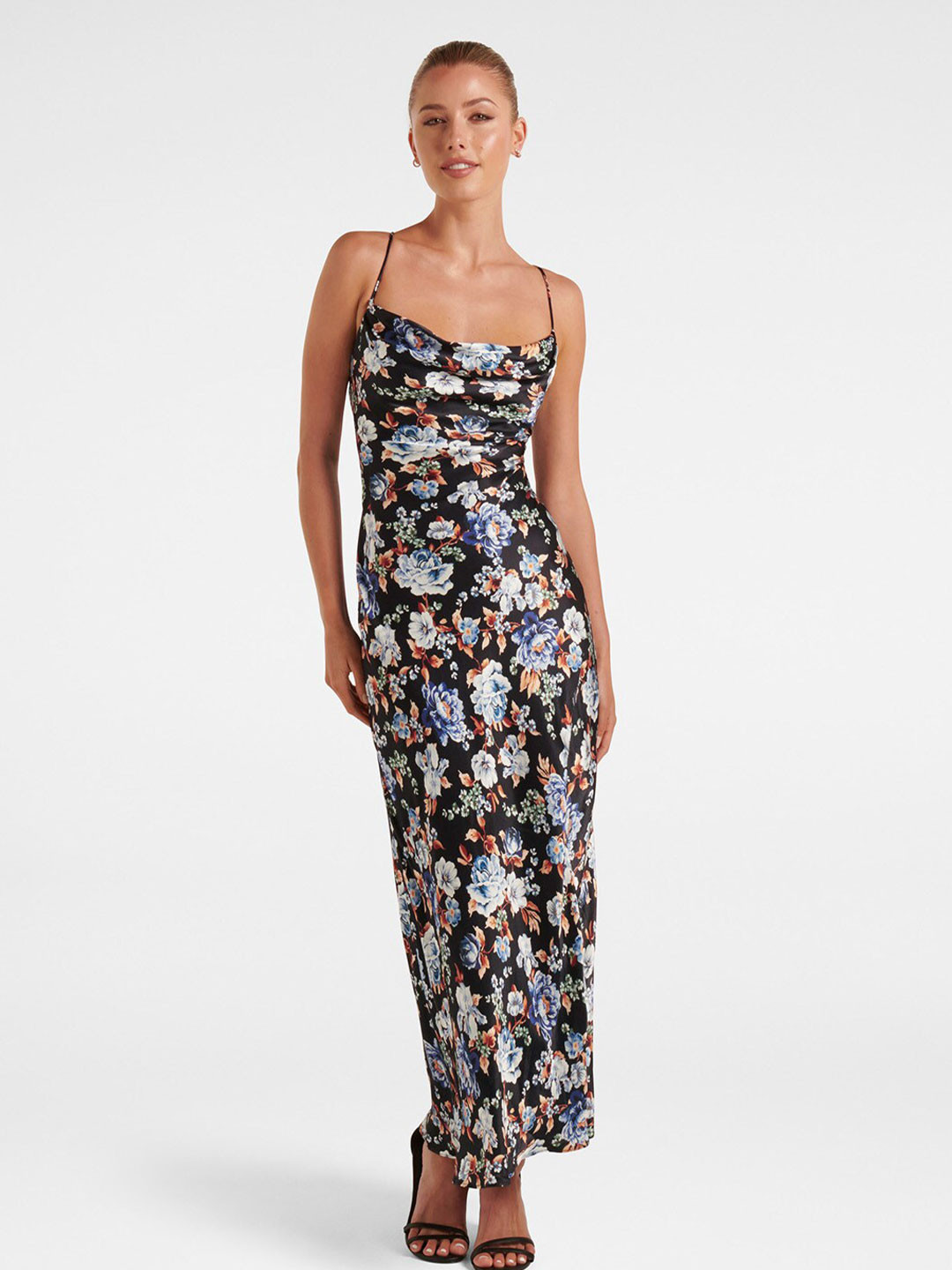

Forever New Floral Printed Shoulder Straps Maxi Dress, Black