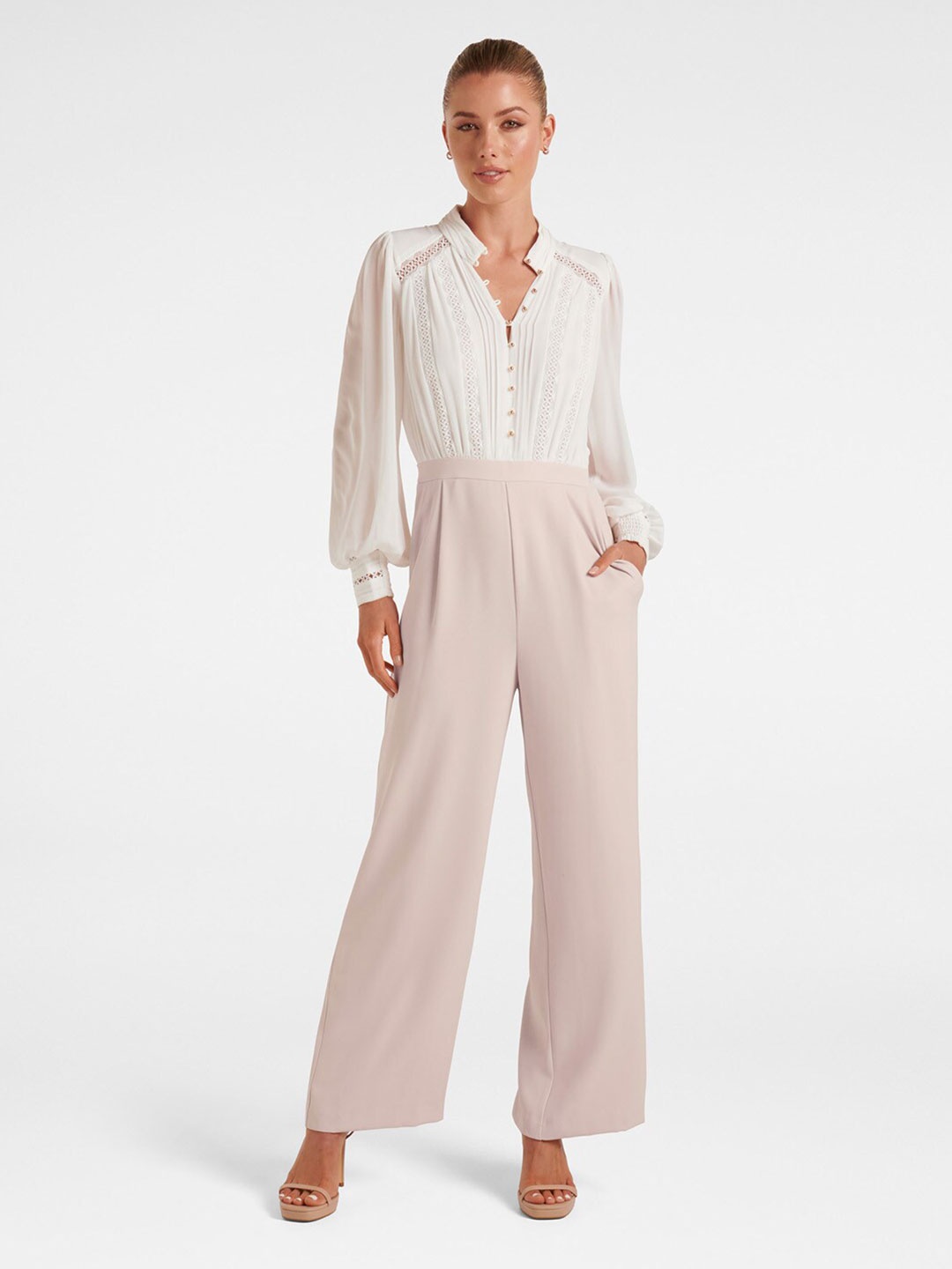 

Forever New Cuffed Sleeves Basic Jumpsuit, White