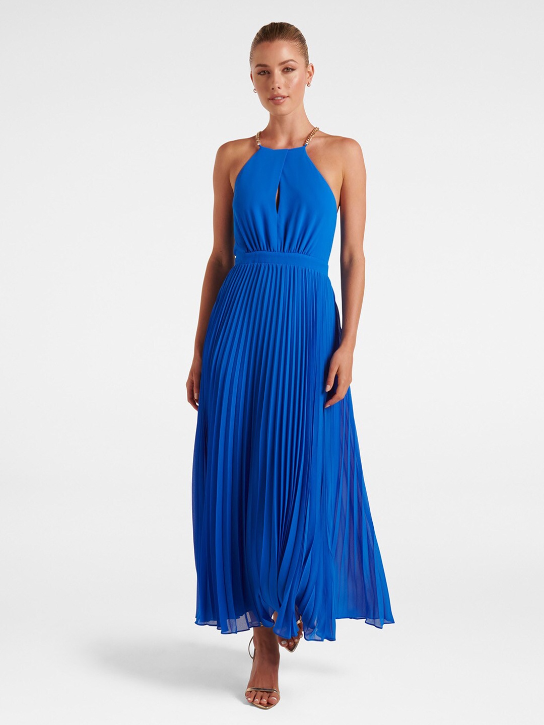 

Forever New Navy Blue Halter Neck Maxi Dress