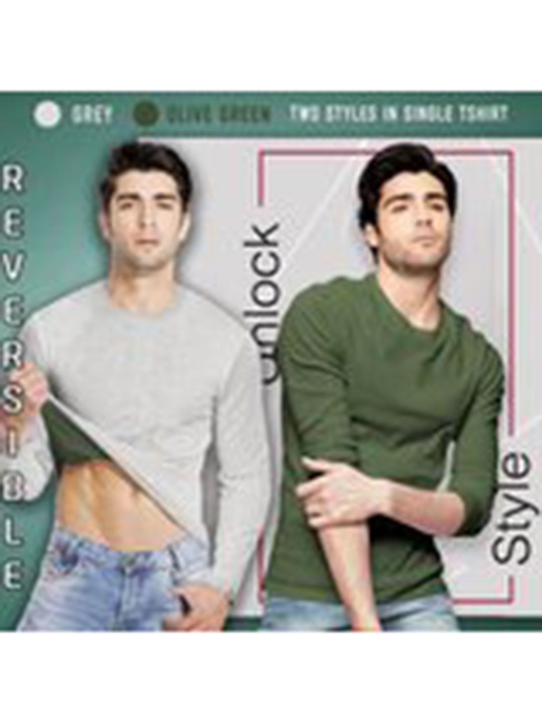 

TRIPR ORIGINALS Round Neck Reversible Cotton T-shirt, Olive