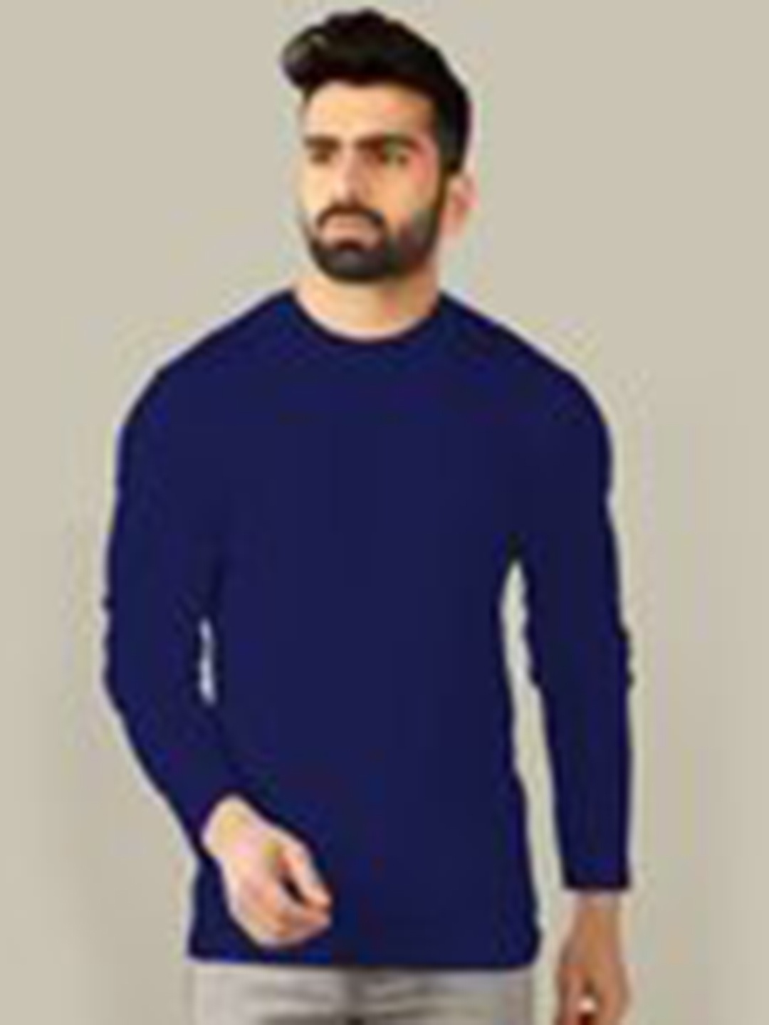

TRIPR ORIGINALS Long Sleeves Round Neck Cotton T-shirt, Navy blue