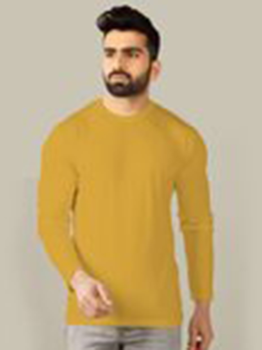 

TRIPR ORIGINALS Long Sleeves Round Neck Cotton T-shirt, Yellow