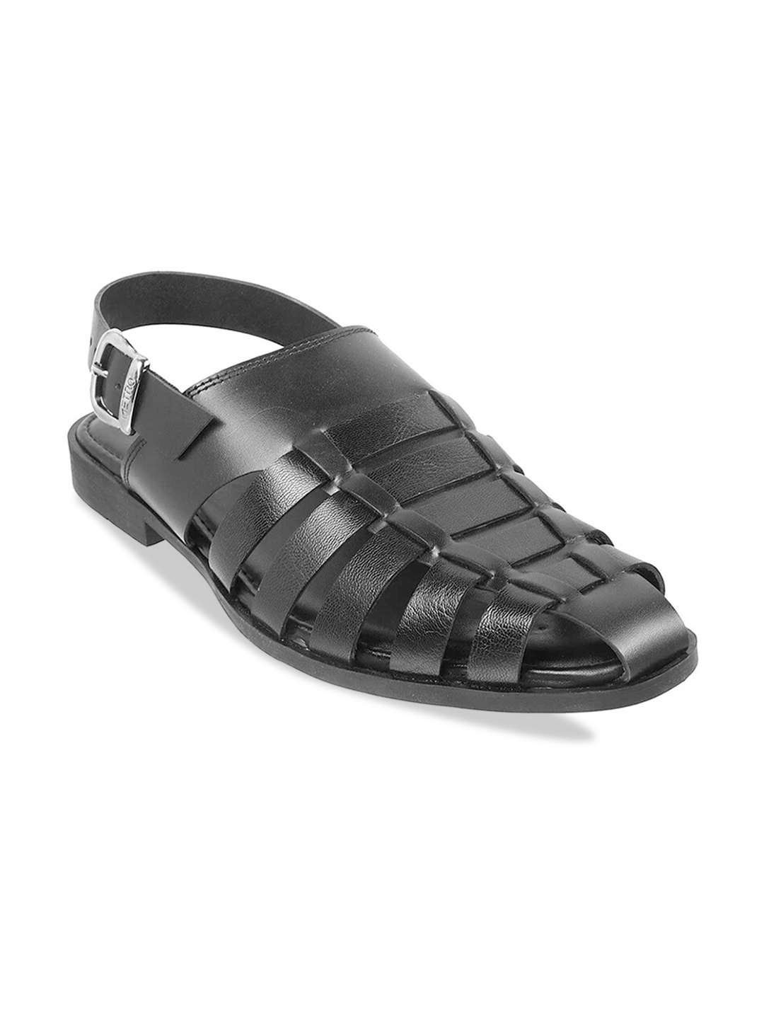 

Metro Men Textured Leather Fisherman Sandals, Black