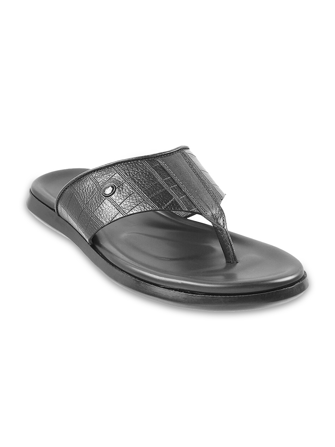 Metro Men Textured Leather Comfort Sandals, Black