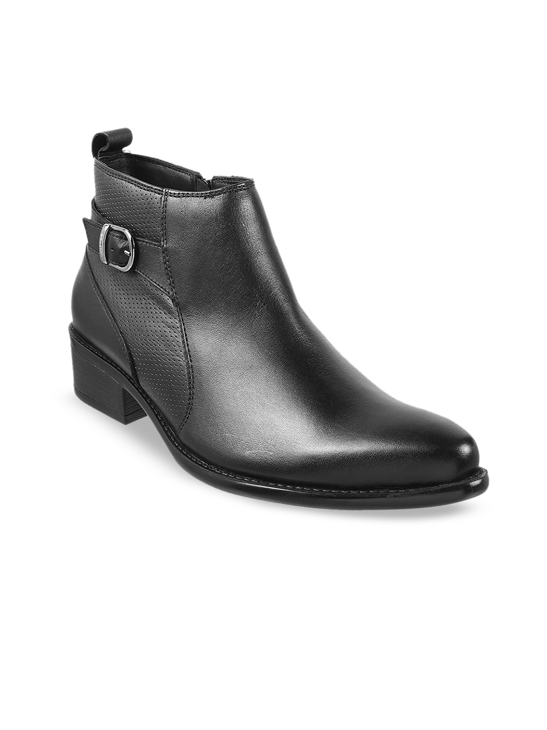 

Metro Men Textured Leather Regular Boots, Black