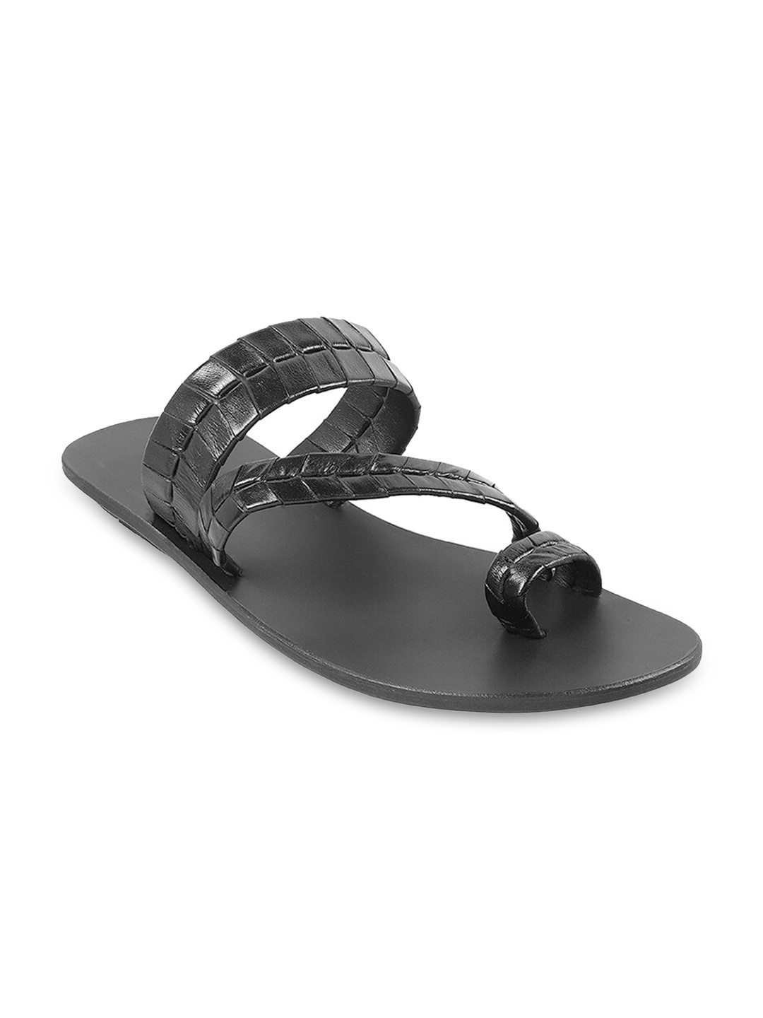 

Mochi Men Textured Leather Comfort Sandals, Black