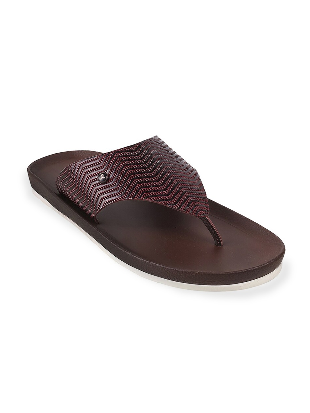 

Mochi Men Textured Leather Open Toe Comfort Sandals, Maroon