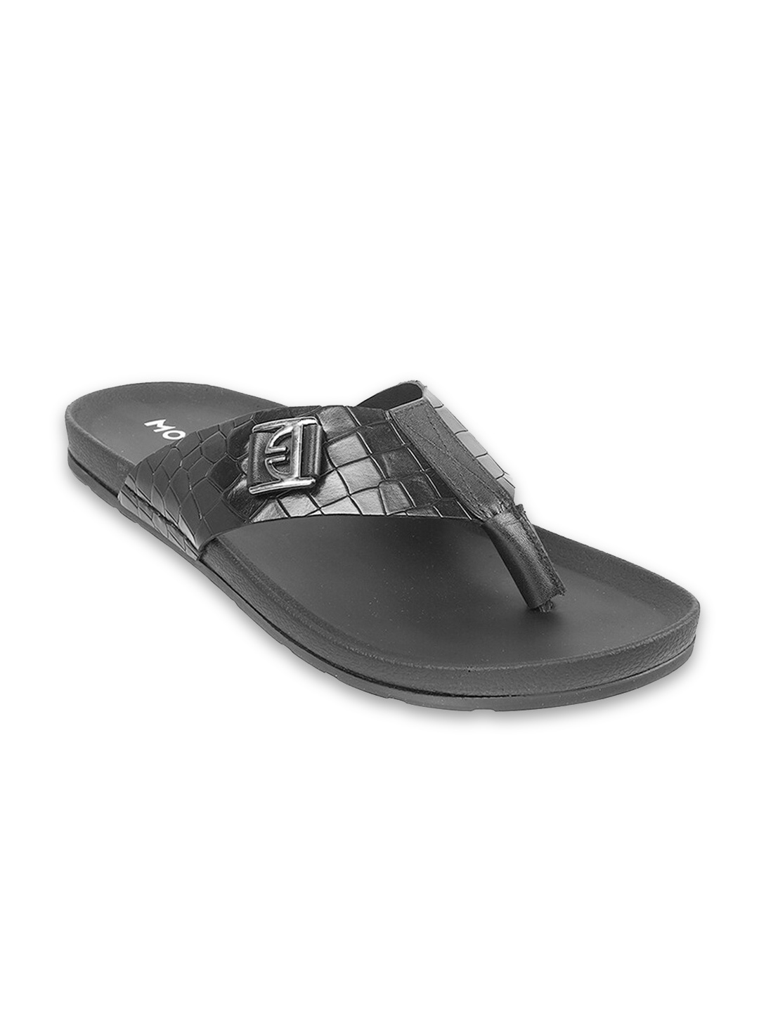 

Mochi Men Textured Open Toe Comfort Sandals, Black