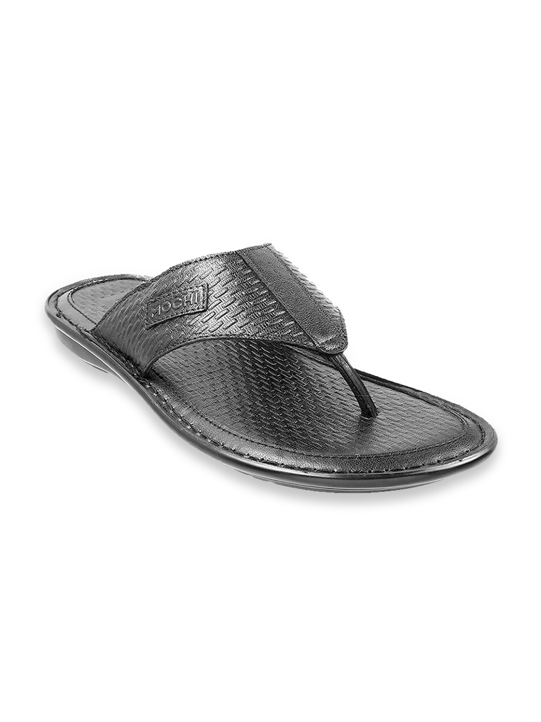 

Mochi Men Textured Open Toe Leather Comfort Sandals, Black