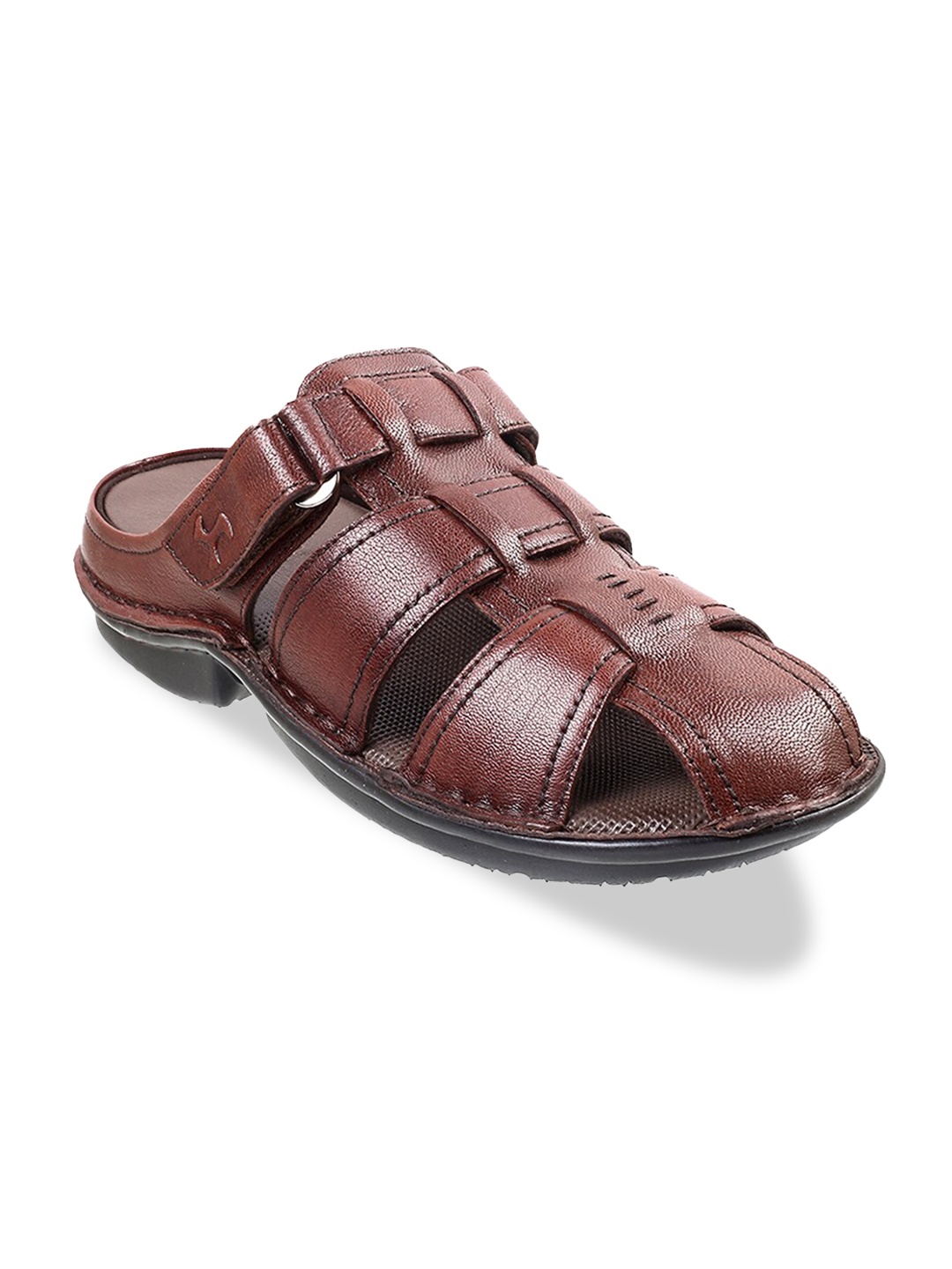 

Mochi Men Textured Leather Comfort Sandals, Maroon