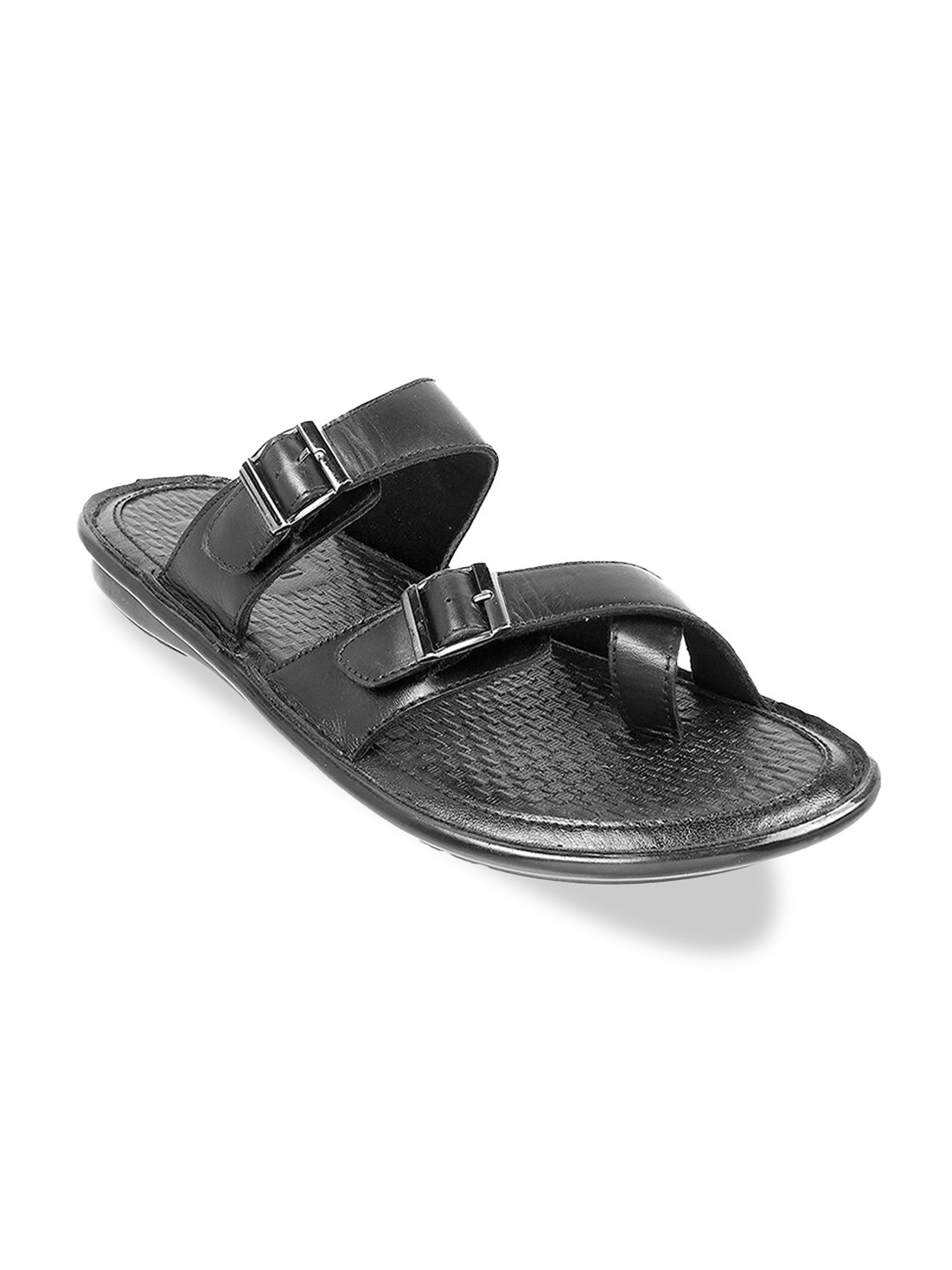 

Mochi Men Textured Leather Comfort Sandals, Black