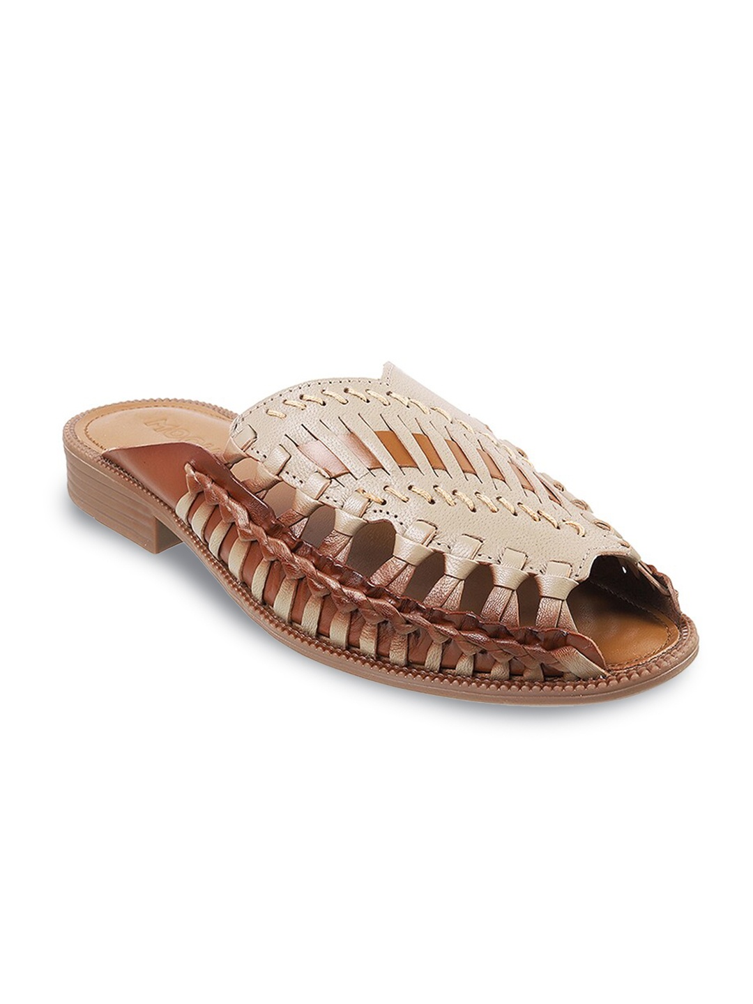 

Mochi Men Textured Leather Comfort Sandals, Beige
