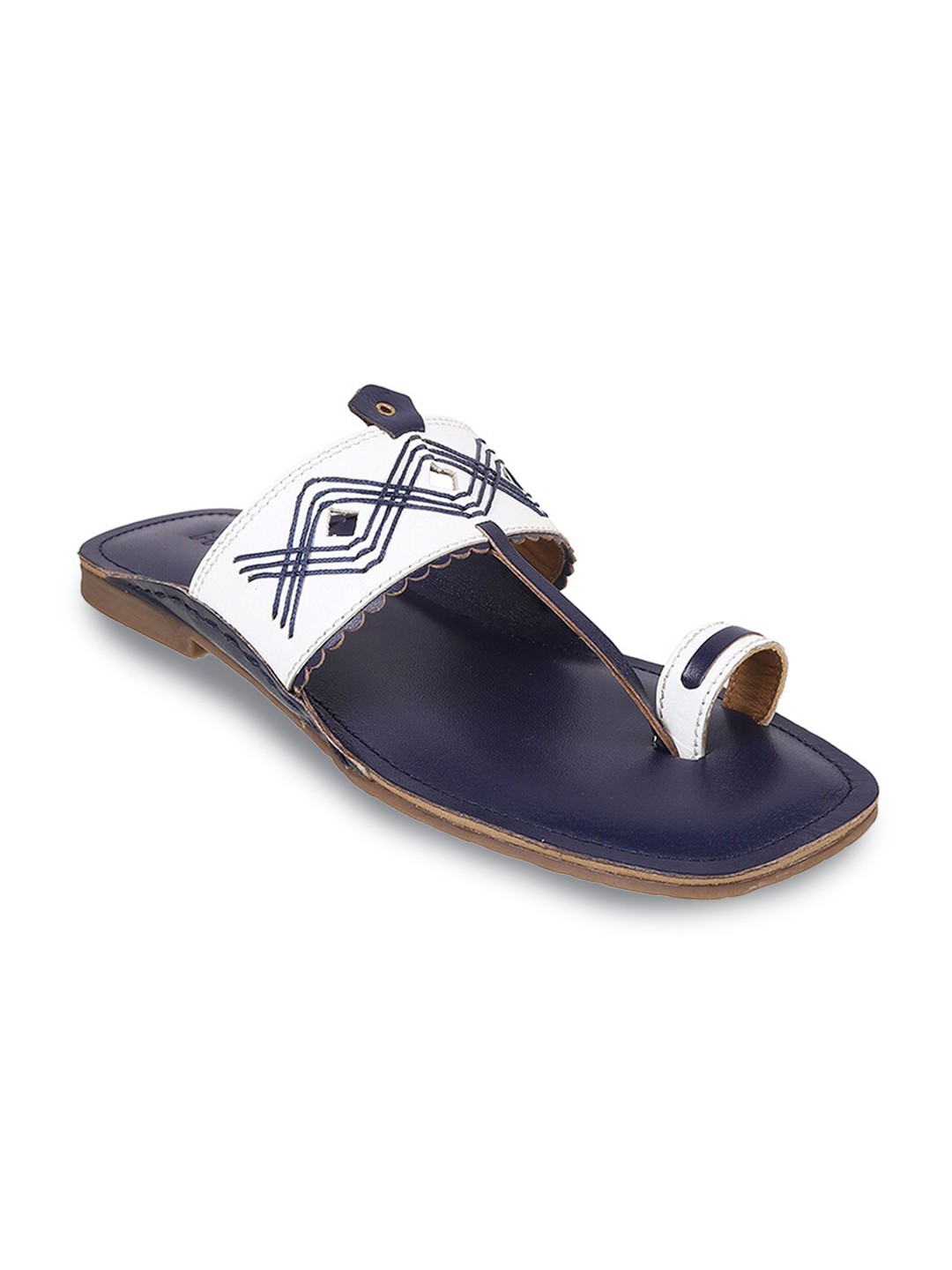 

Mochi Men Leather Ethnic Comfort Sandals, White