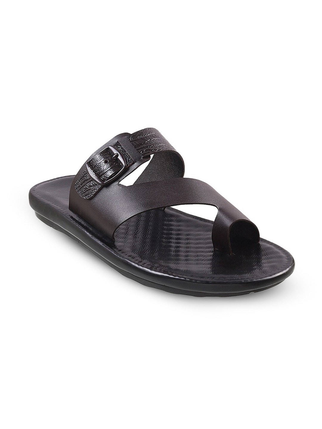 

Mochi Men One Toe Comfort Sandals With Buckle Detail, Brown
