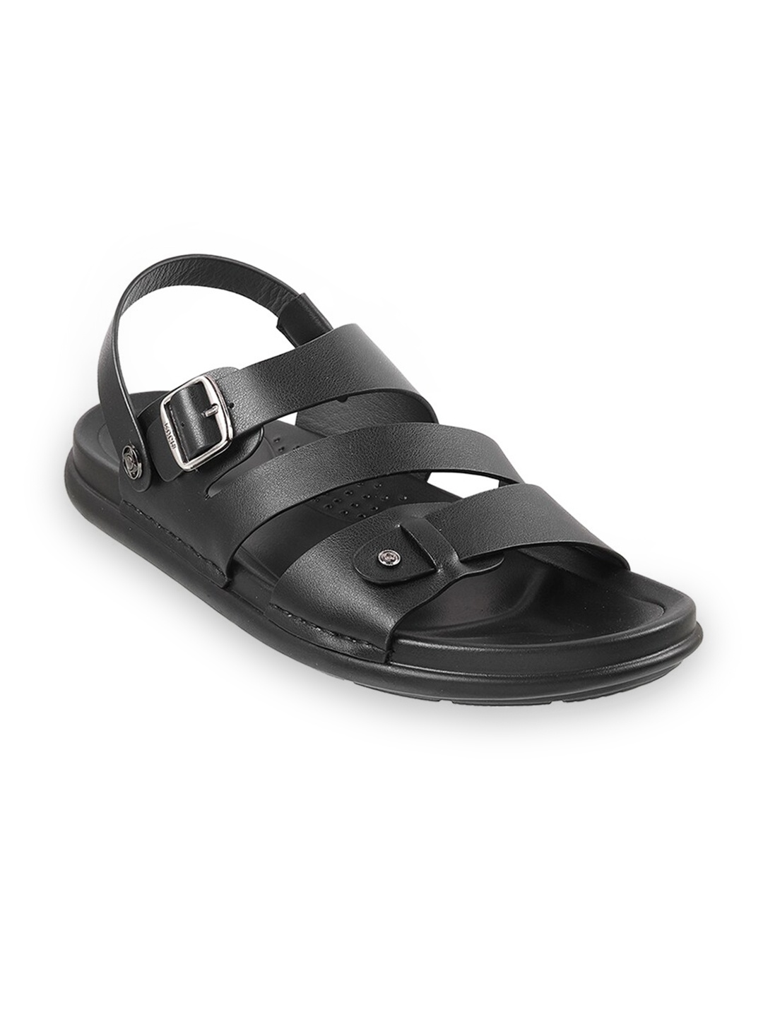 

Mochi Men Open Toe Comfort Sandals With Buckle Detail, Black