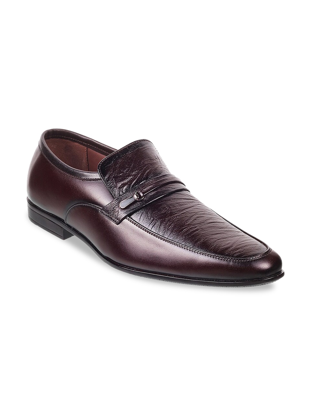 

Mochi Men Textured Formal Loafers, Maroon