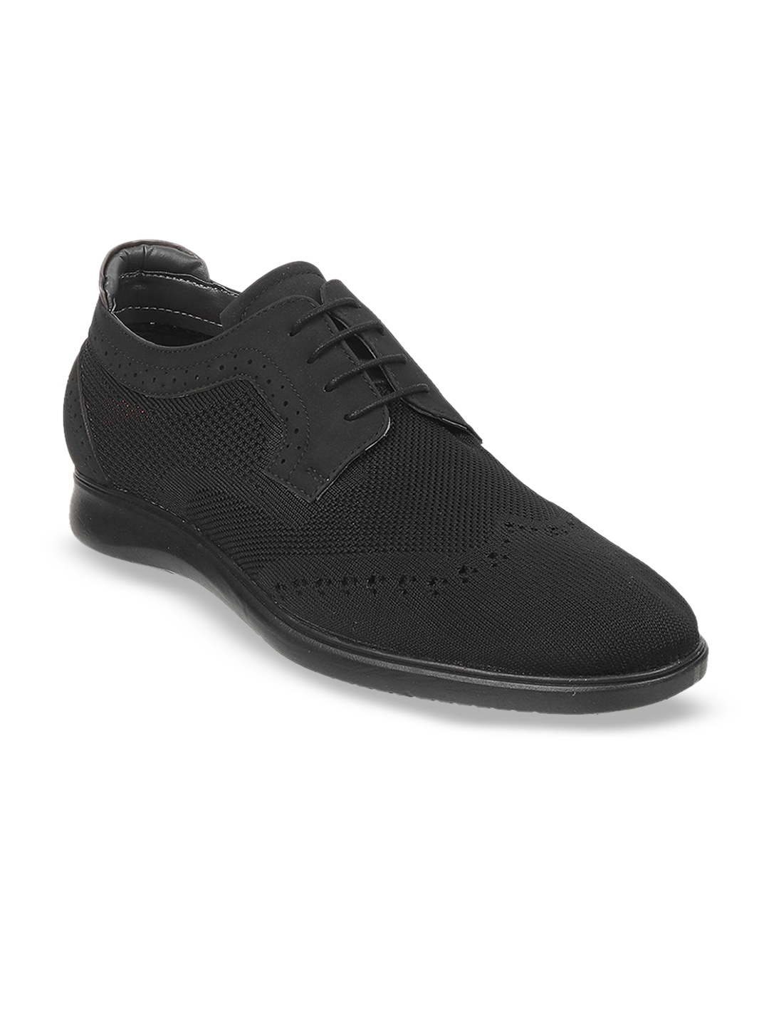 WALKWAY by Metro Men Woven Design Formal Derbys, Black