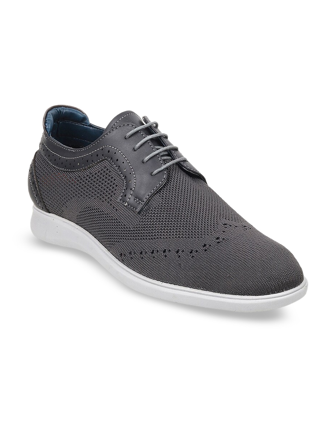 

WALKWAY by Metro Men Woven Design Contrast Sole Sneakers, Grey