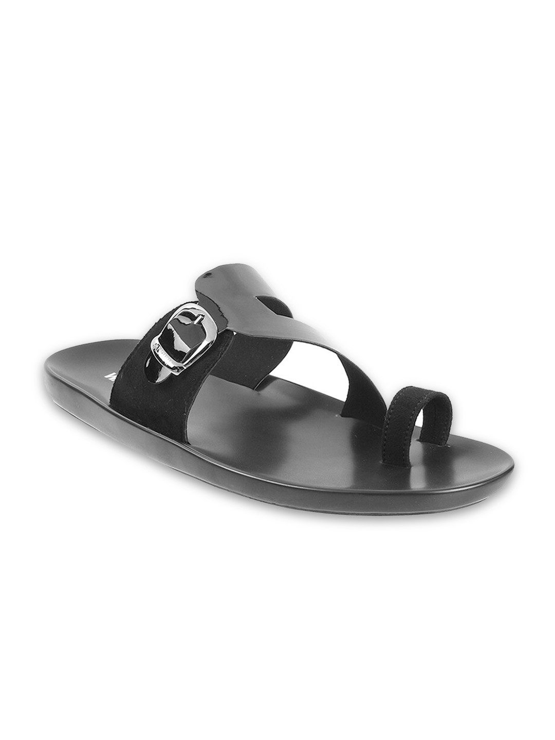 

WALKWAY by Metro Men Open One Toe Comfort Sandals With Buckle Detail, Black