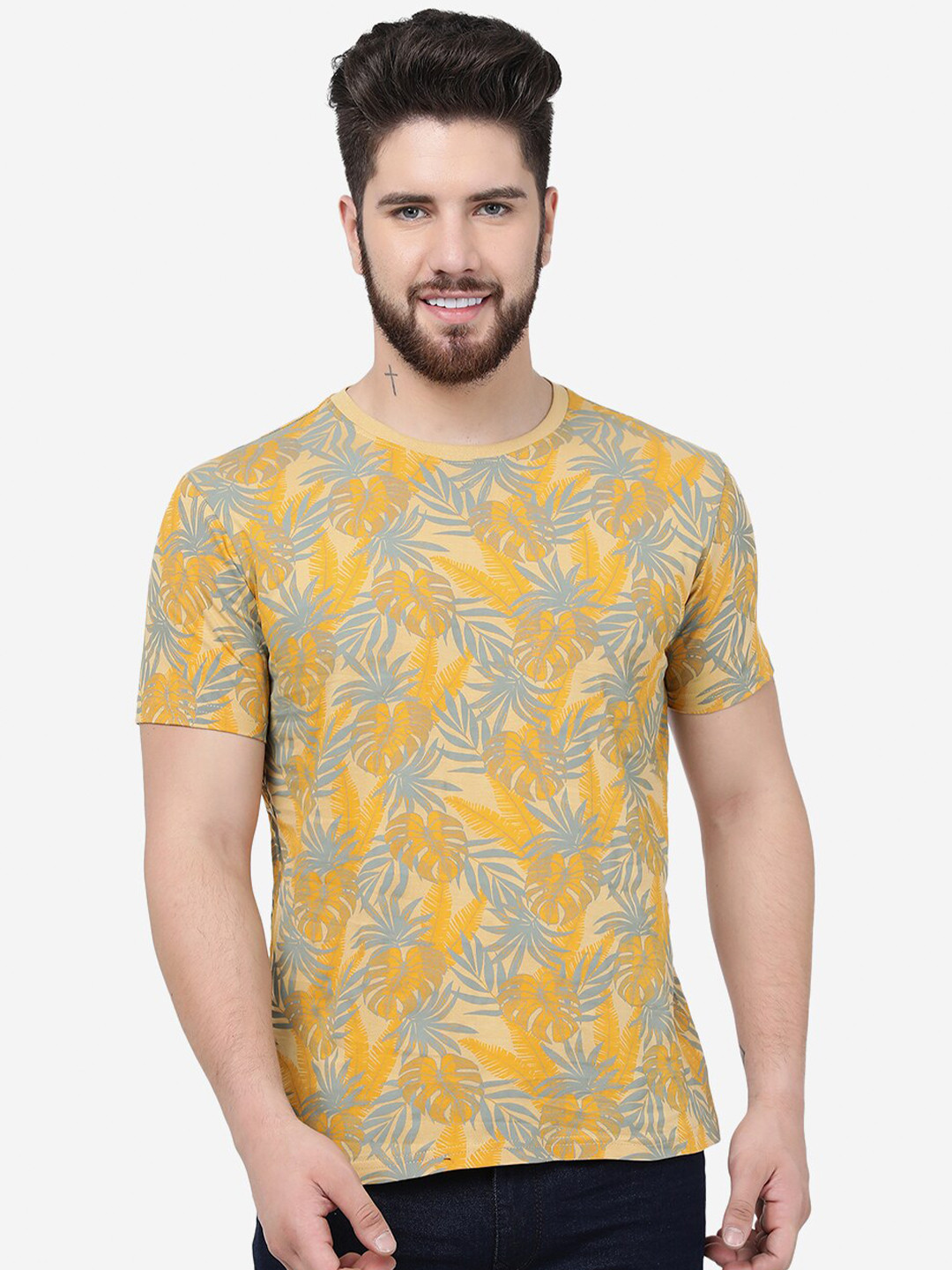 

Greenfibre Tropical Printed Slim Fit T-shirt, Orange