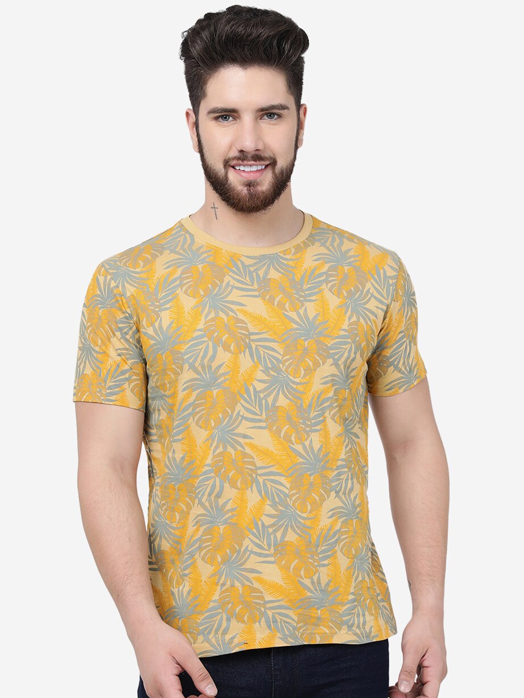 

Greenfibre Tropical Printed Slim Fit T-shirt, Orange