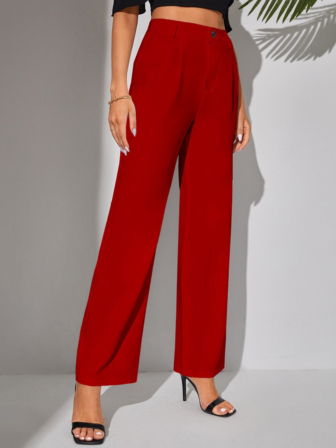 

LEE TEX Women Relaxed Straight Leg High-Rise Parallel Trousers, Red