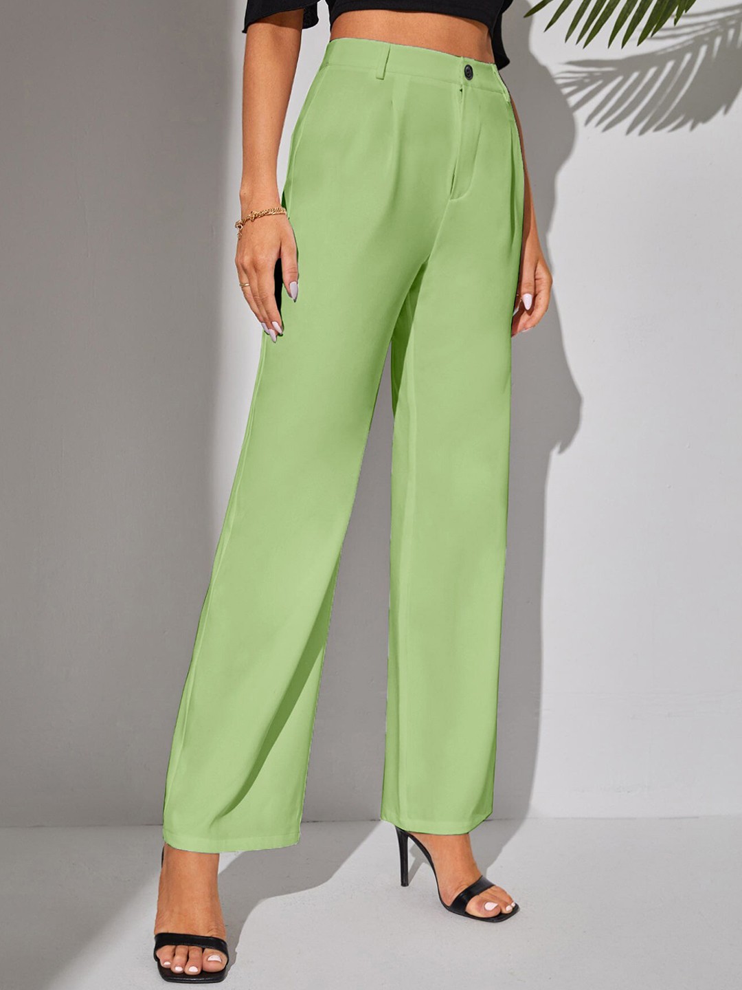 

LEE TEX Women Relaxed Straight Leg High-Rise Parallel Trousers, Lime green