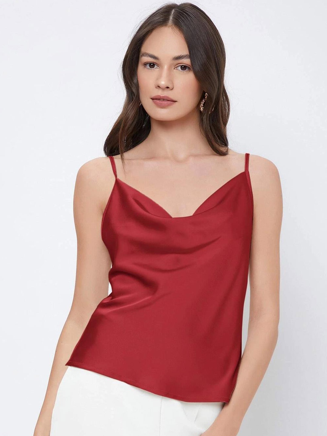 

Kotty Cowl Neck Satin Top, Red