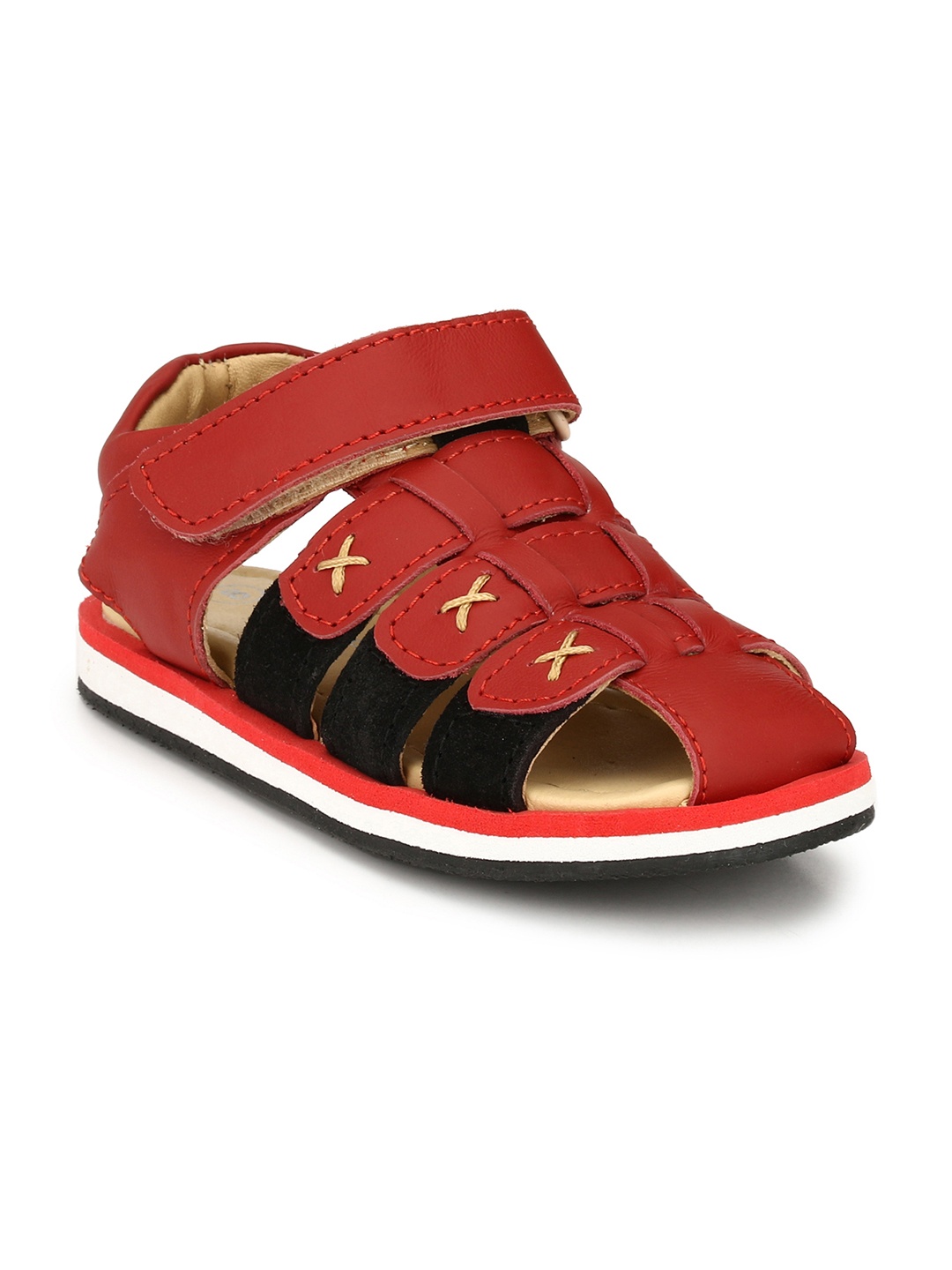 

TUSKEY Boys Red Comfort Leather Sandals