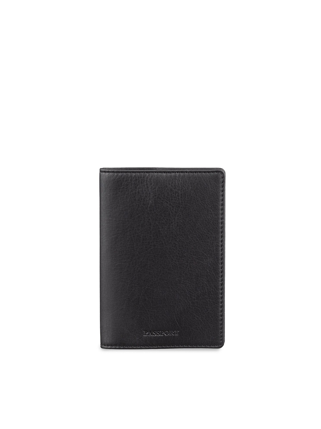 

BROWN BEAR Textured Leather Passport Holder, Black
