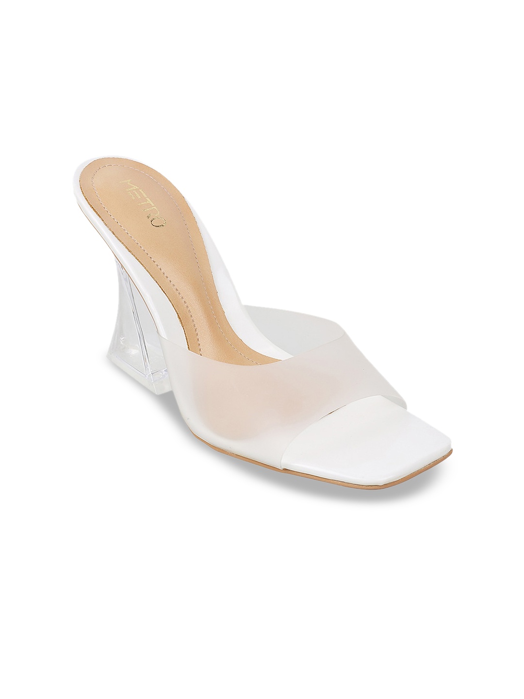 

Metro Open Toe Block Heels, White