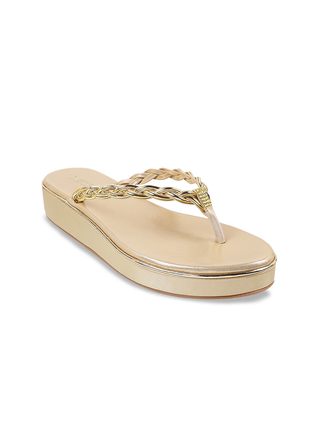 

Metro Braided Strap Flatform Heels, Gold