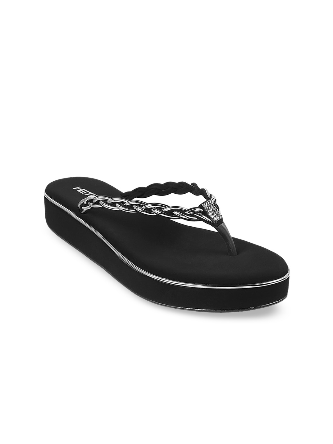 

Metro Braided Strap Flatform Heels, Black